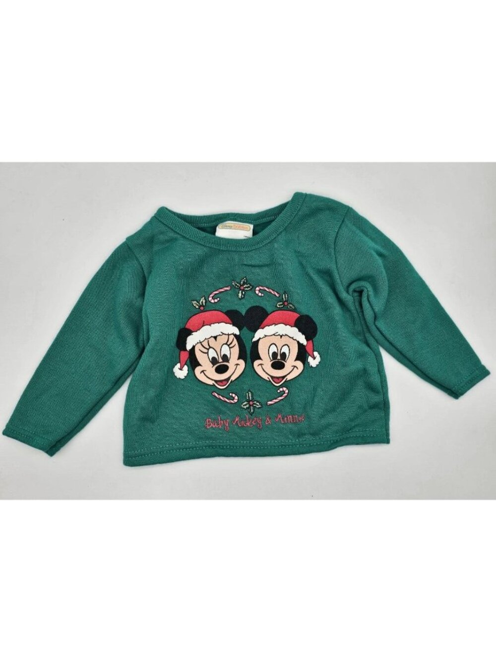 Disney Babies Christmas Sweatshirt Baby Size 9 Months MIckey Minnie Vintage 90s